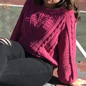 Express Pink Bubble Sleeve Sweater